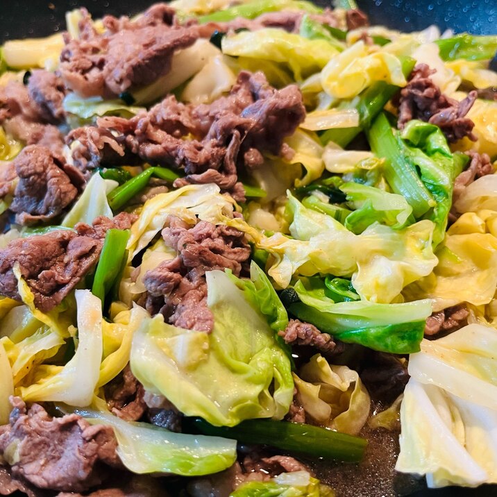 キャベツと牛肉のオイスターソース炒め